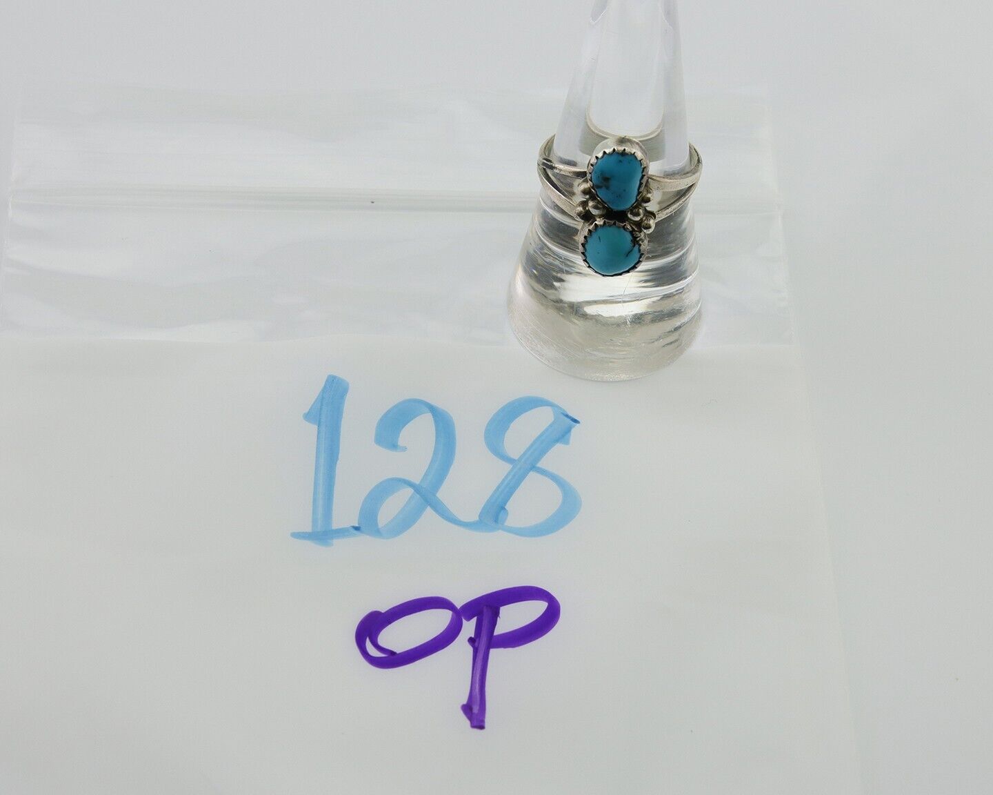 Navajo Ring 925 Silver Natural Blue Turquoise Native American Artist C.80's