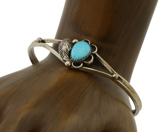 Navajo Handmade Bracelet 925 Silver Natural Blue Turquoise Native American C80's