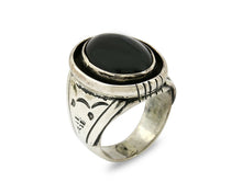 Navajo Artist Montoya Handmade Stamped Natural Onyx .925 Silver Ring