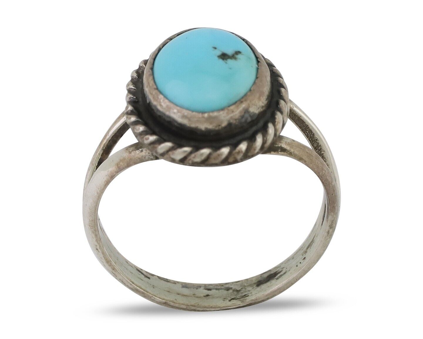 Navajo Ring 925 Silver Kingman Turquoise Native American Artist C.80's