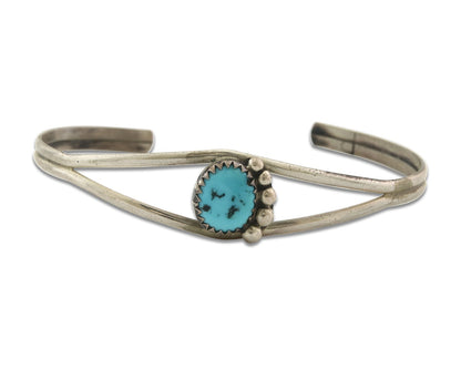 Vintage Navajo Bracelet 925 Silver Blue Turquoise Handmade Signed P