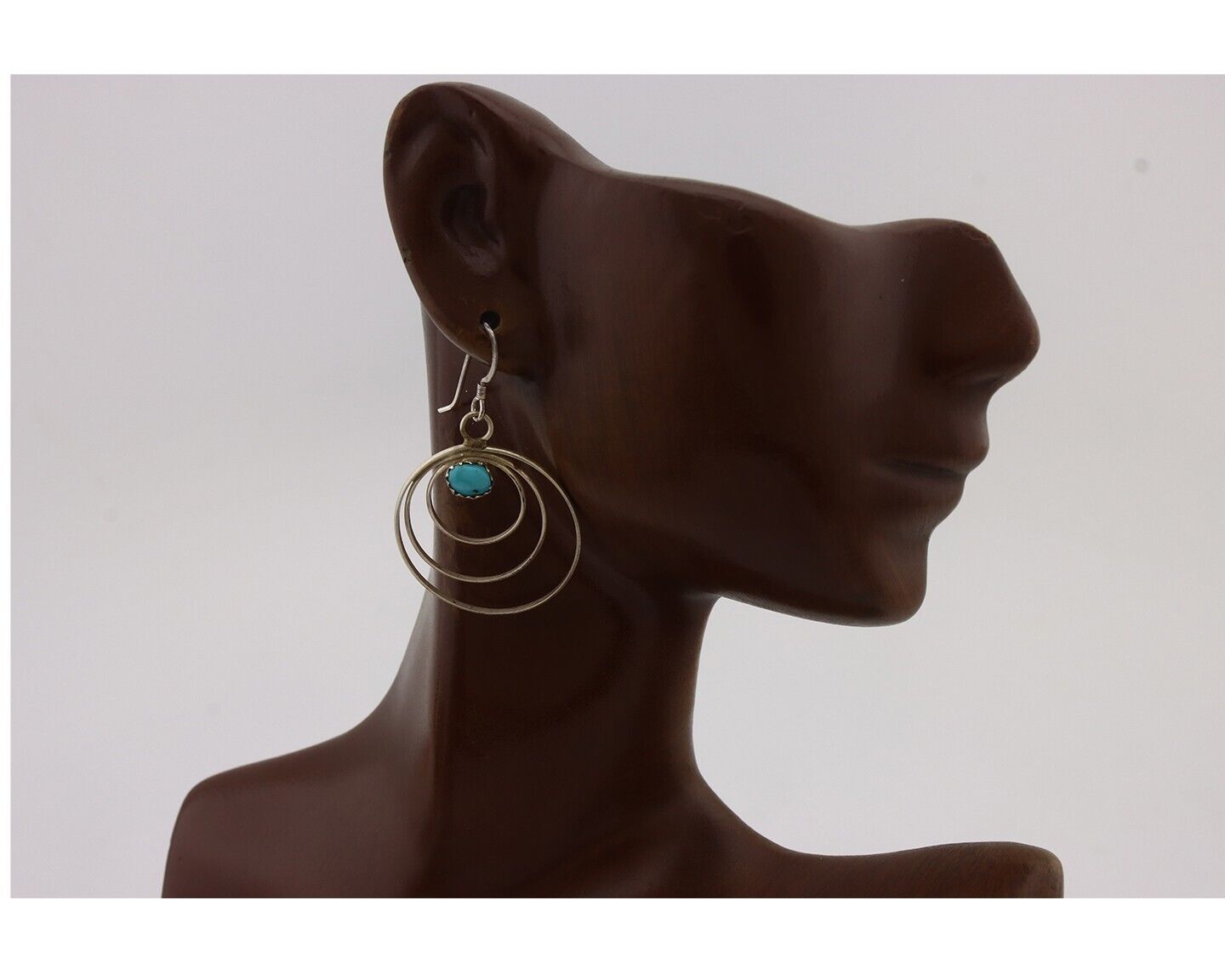 Navajo Dangle Handmade Earrings 925 Silver Blue Turquoise Native Artist C.80's