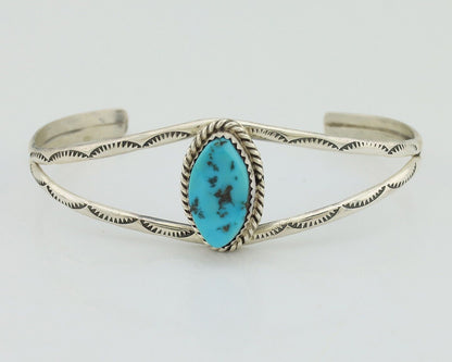 Navajo Bracelet 925 Silver Sleeping Beauty Turquoise Signed Robert Vandover C80s