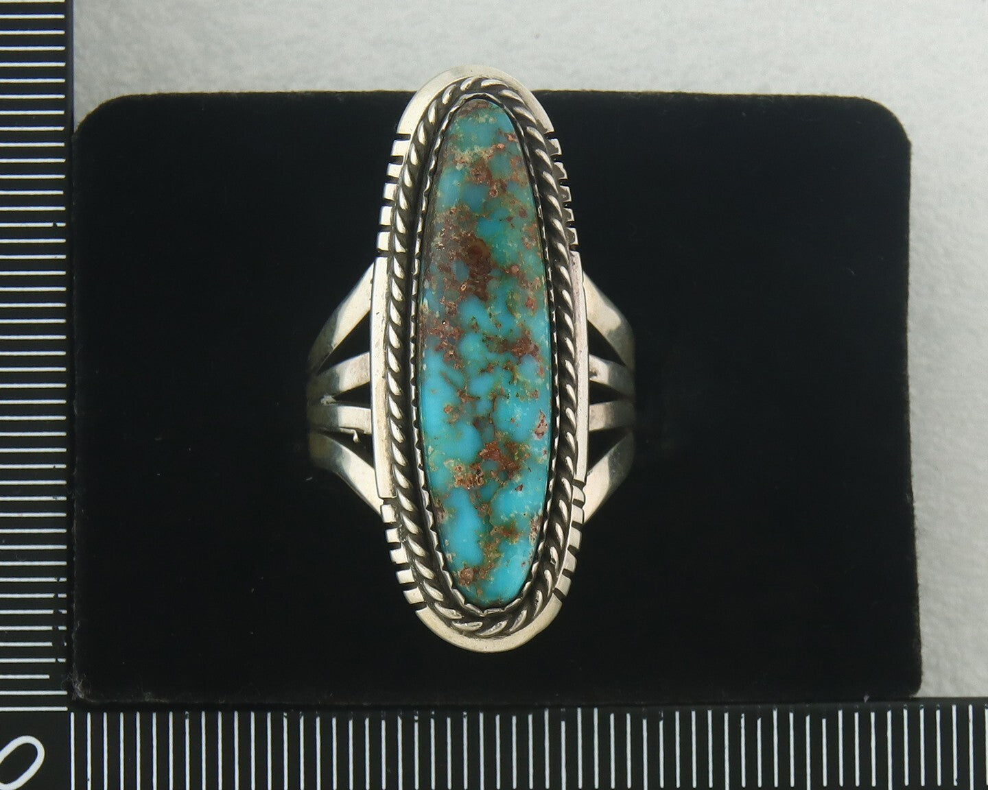 Vintage Navajo Ring 925 Sterling Authentic Turquoise Artist Signed TS Size 8.0