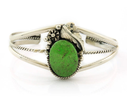 Navajo Cuff Bracelet Sterling Silver Green Turquoise Vintage