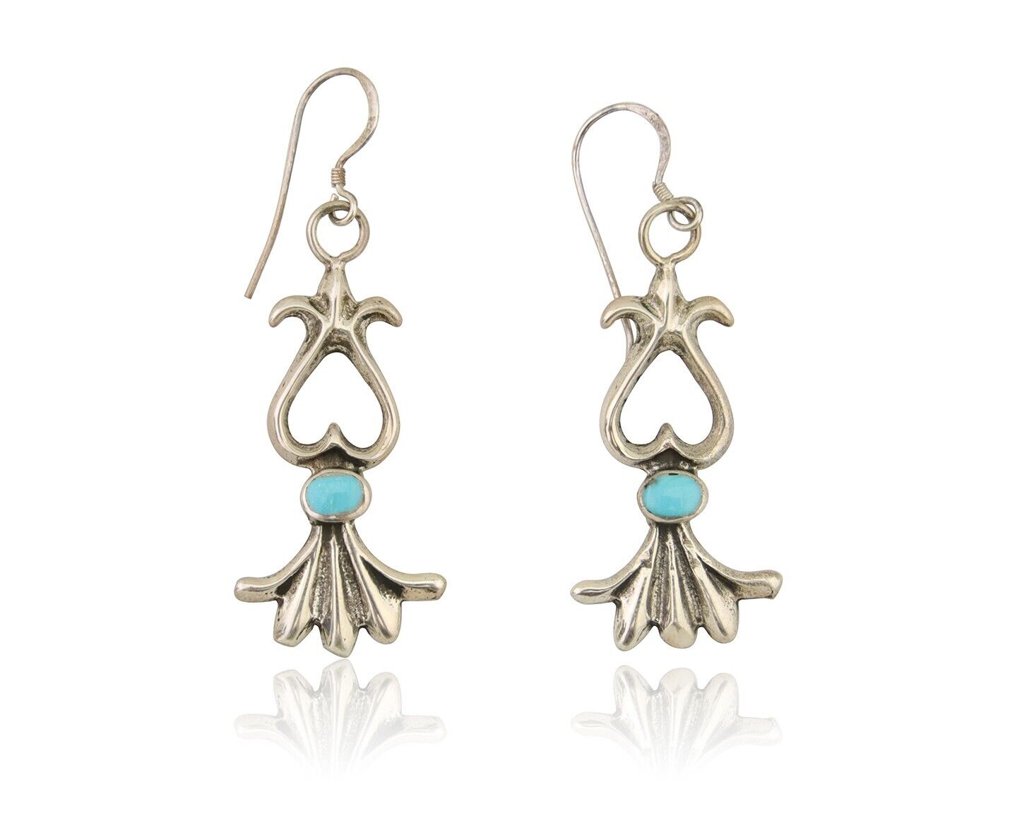 Navajo Dangle Earrings 925 Silver Blue Turquoise Native American Artist C.80's