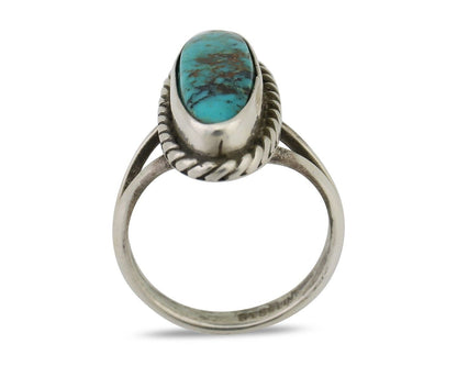Navajo Ring 925 Silver Natural Blue Turquoise Native American Artist C.80's