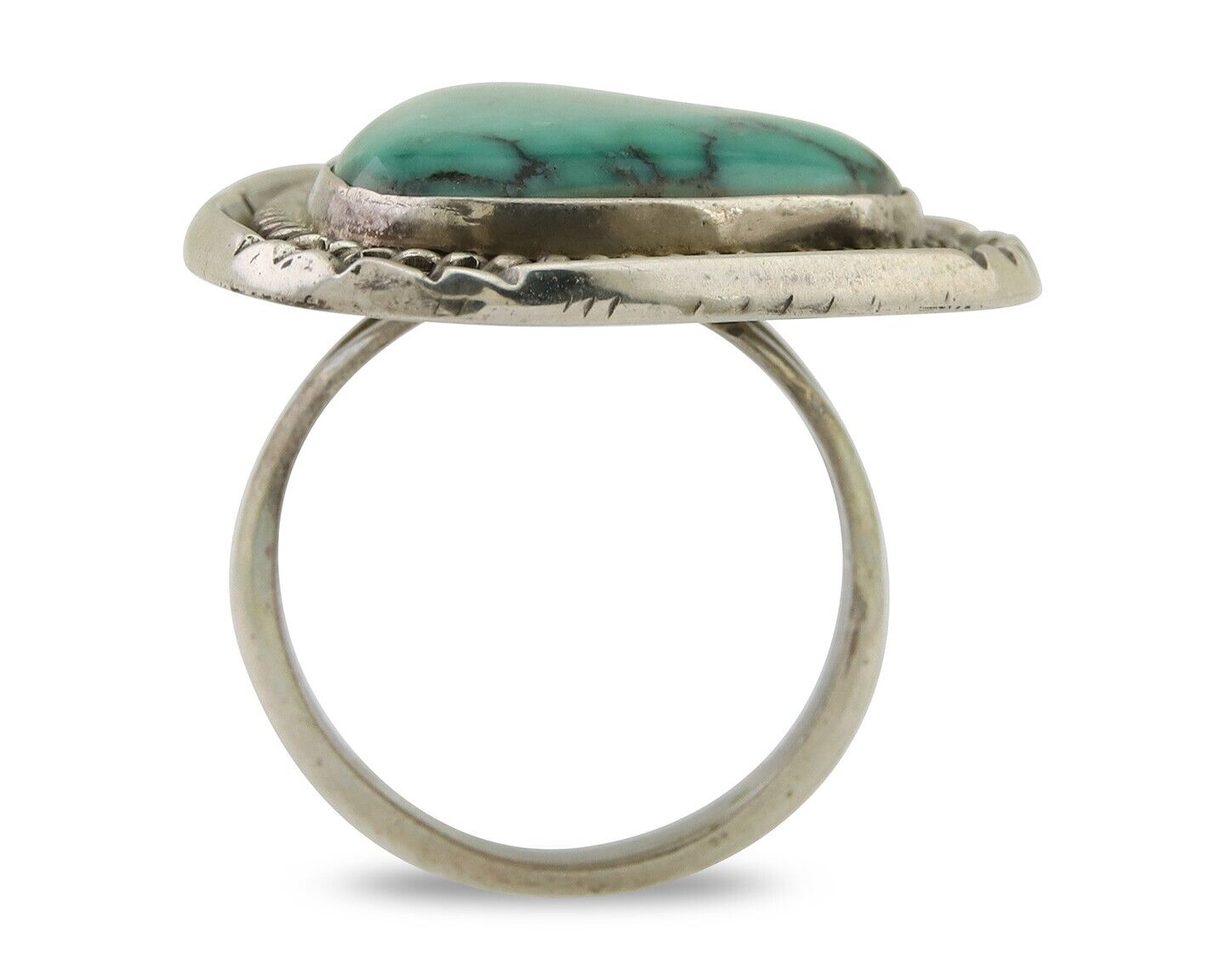 Navajo Handmade Ring 925 Silver Turquoise Native Artist C.80's