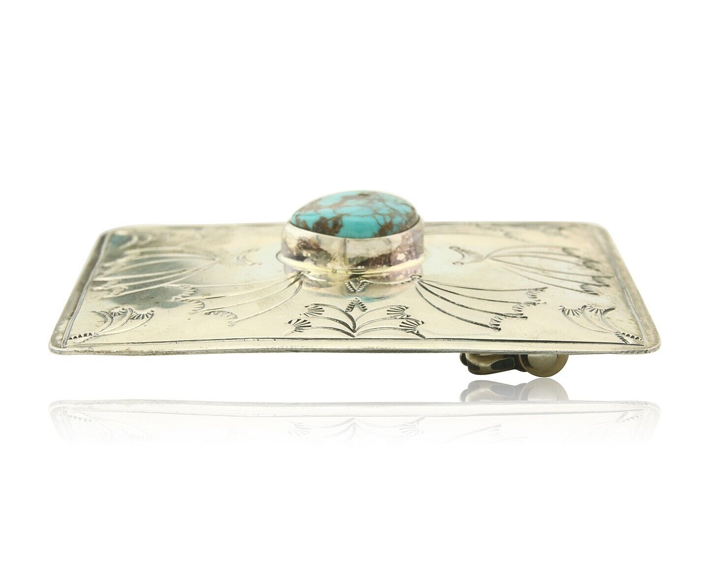 Vintage Navajo Belt Buckle 925 Silver Horse Head Turquoise Signed Tim Guerro