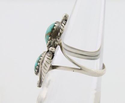 Navajo Ring 925 Silver Natural Turquoise Artist Signed MC C.80's Size 7.0