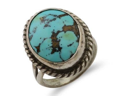 Navajo Ring 925 Silver Natural Blue Turquoise Native American Artist C.80's