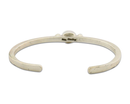 Navajo Bracelet .925 Silver Mediterranean Red Coral Cuff Native Artist C.80's