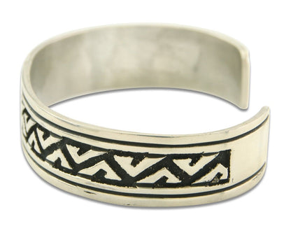 Navajo Bracelet 925 Silver Artist Signed Thomas Singer Cuff Made in the 1980's