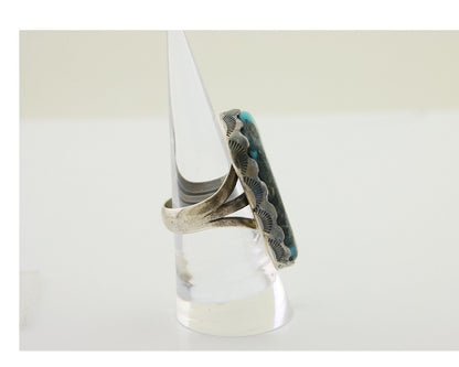 Navajo Ring 925 Silver Natural Turquoise Native American Artist C.80's