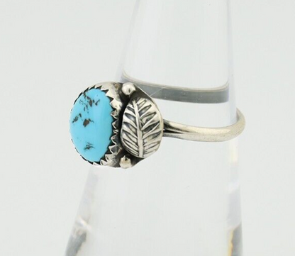 Navajo Ring 925 Silver Sleeping Beauty Turquoise Native American Artist C.80's