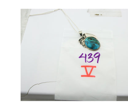Navajo Sterling Silver Necklace Turquoise Authentic Vintage Signed WL