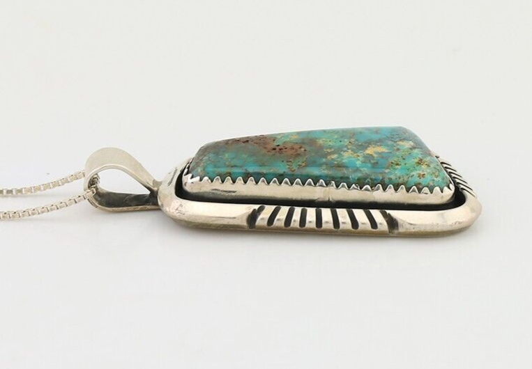 Navajo Necklace Pendant 925 Silver Turquoise Signed William Denetdale C.80's