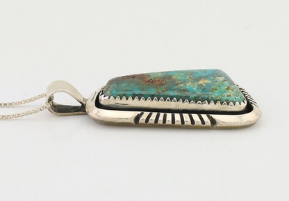 Navajo Necklace Pendant 925 Silver Turquoise Signed William Denetdale C.80's