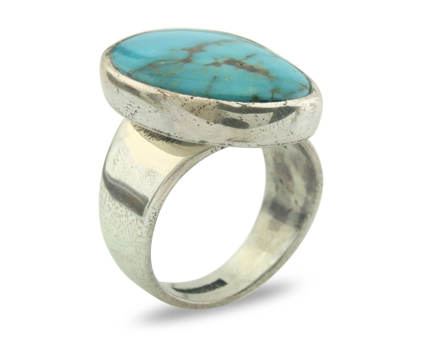 Navajo Ring 925 Sterling Turquoise Handmade Signed M Montoya C.80's Size 8.0