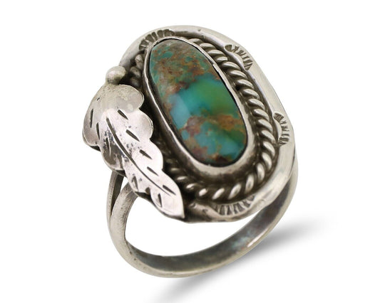 Navajo Handmade Ring 925 Silver Natural Turquoise Signed Jason Livingston C.80's