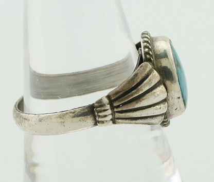 Navajo Handmade Ring 925 Silver Blue Turquoise Native American Artist C.80's