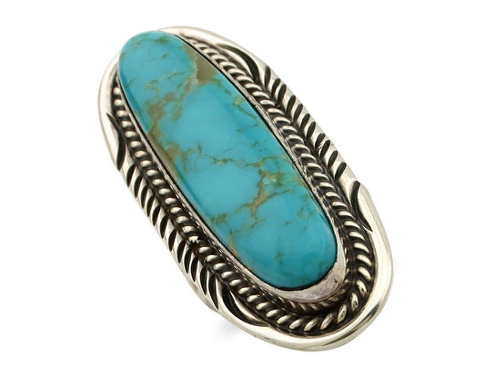 Navajo Ring 925 Silver Natural Mined Turquoise Artist Signed USA C.80s