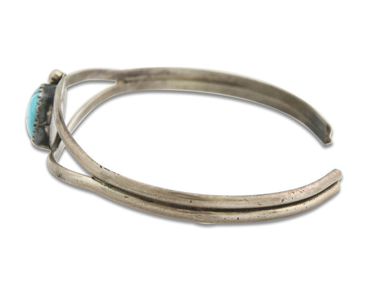 Vintage Navajo Bracelet 925 Silver Blue Turquoise Handmade Signed P