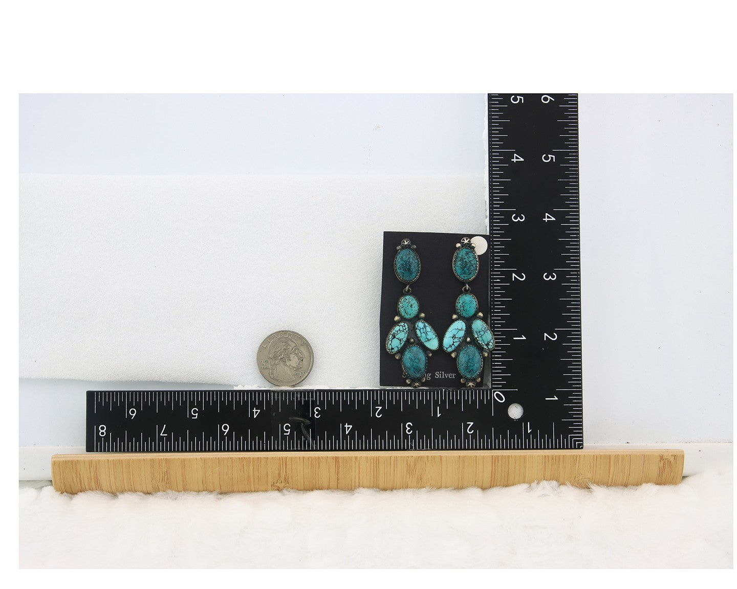 Navajo Earrings Sterling Silver Natural Turquoise Vintage Signed JR Silversmiths
