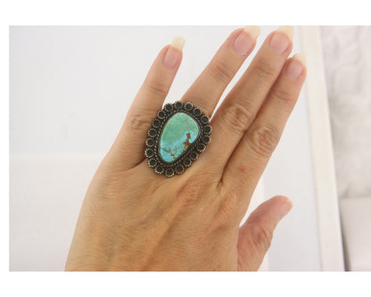 Vintage Navajo Ring 925 Sterling Authentic Traditional Turquoise Handmade Sz 5.5