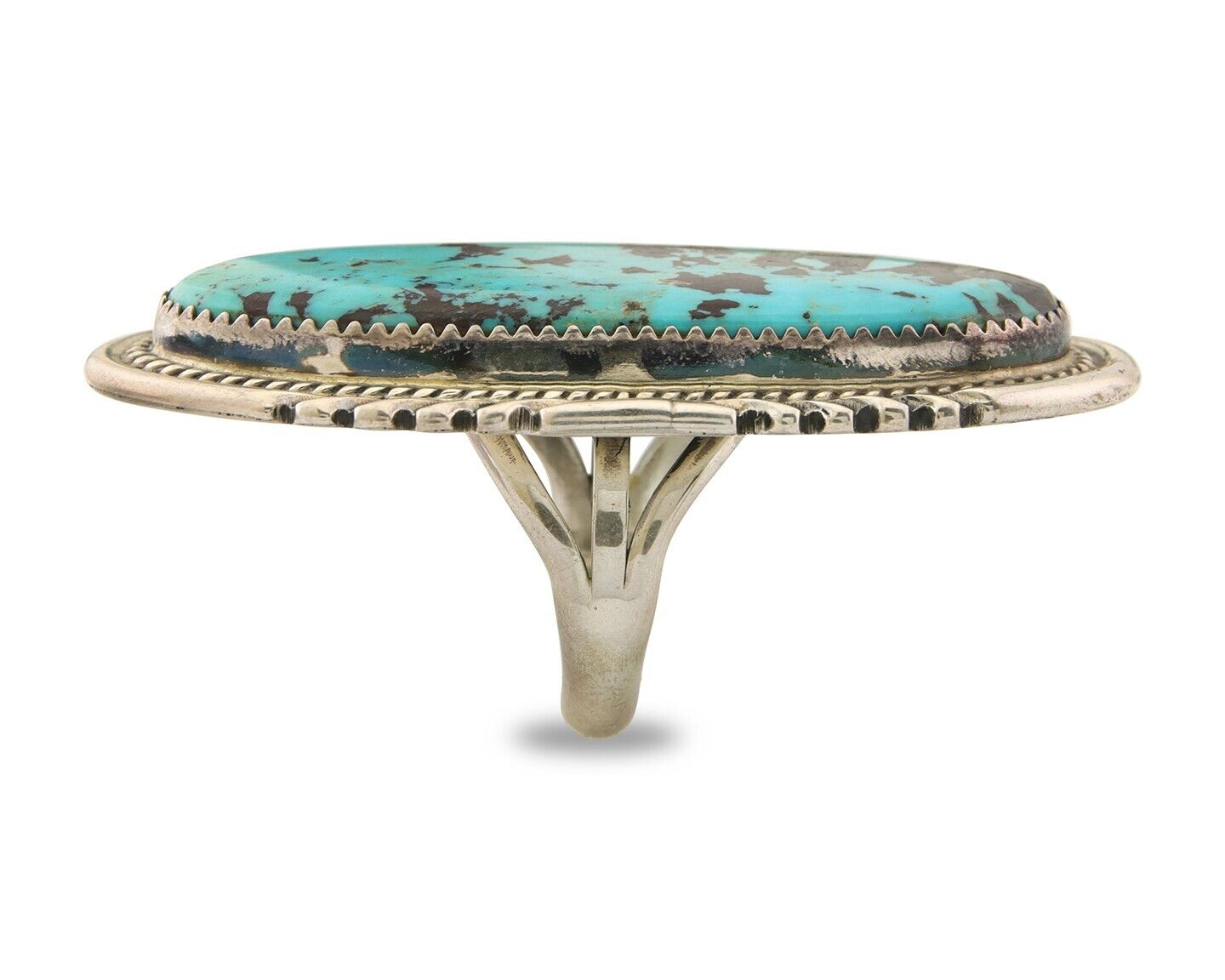 Navajo Ring 925 Sterling Turquoise Signed Begay C.80's Size 7.5