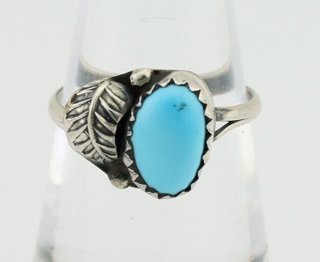 Navajo Ring 925 Silver Sleeping Beauty Turquoise Native American Artist C.80's