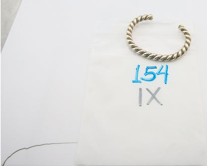 Navajo Twist Bracelet Sterling Silver Gold Authentic Vintage Native Artist 6mm