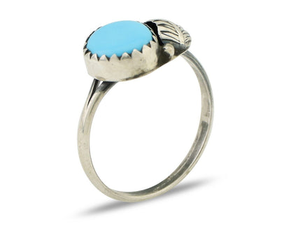 Navajo Ring 925 Silver Sleeping Beauty Turquoise Native American Artist C.80's