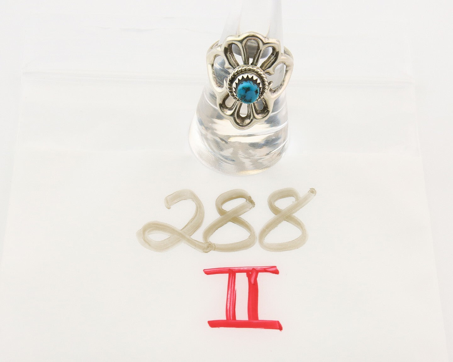 Navajo Concho Ring 925 Sterling Turquoise Native Artist C.80's Size 7.75