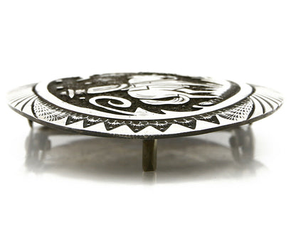 Navajo Ranger Buckle .925 Silver Artist Kirby Nez Hand Stamped C.80's