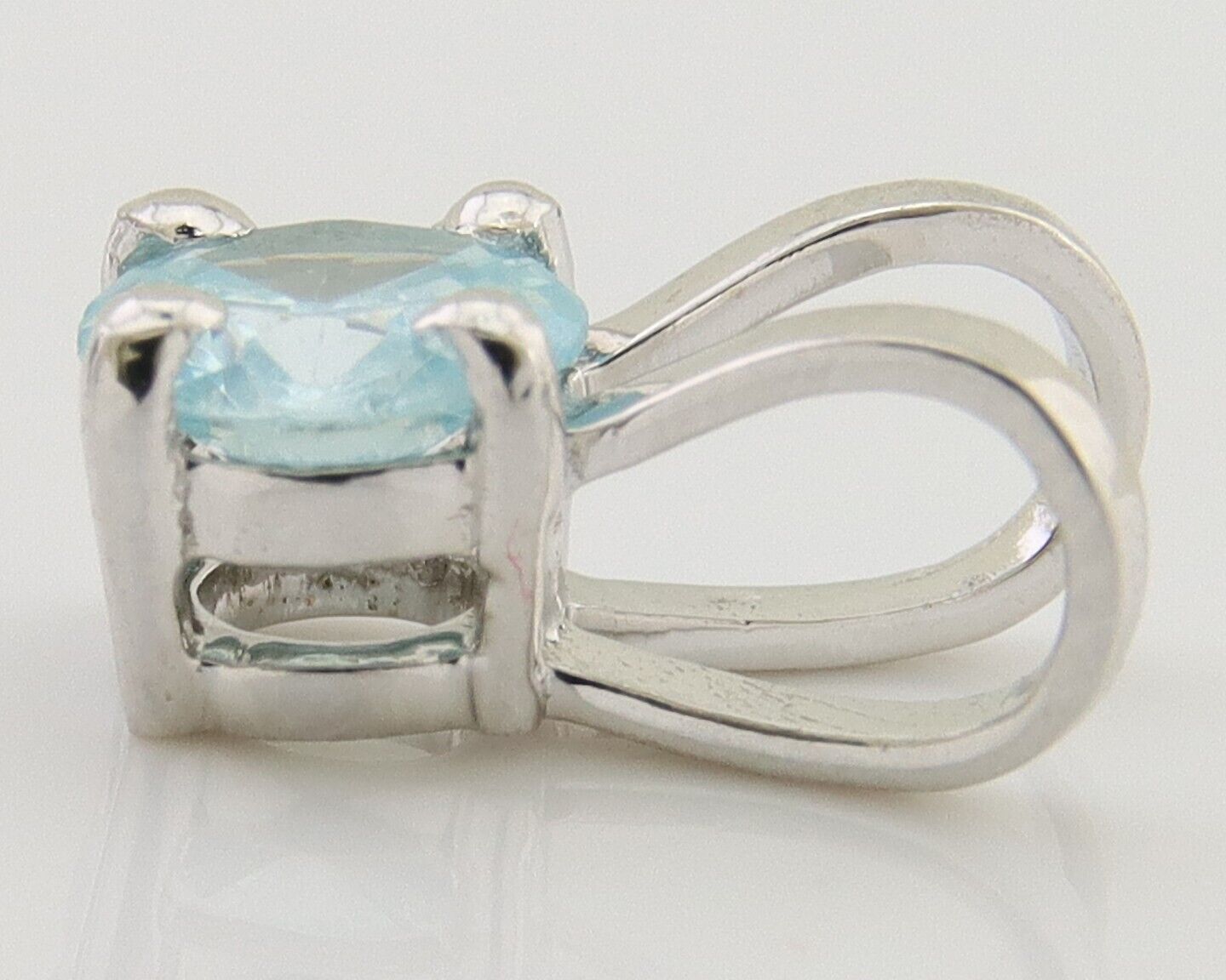 March Birthstone Pendant Set in 14k Solid White Gold