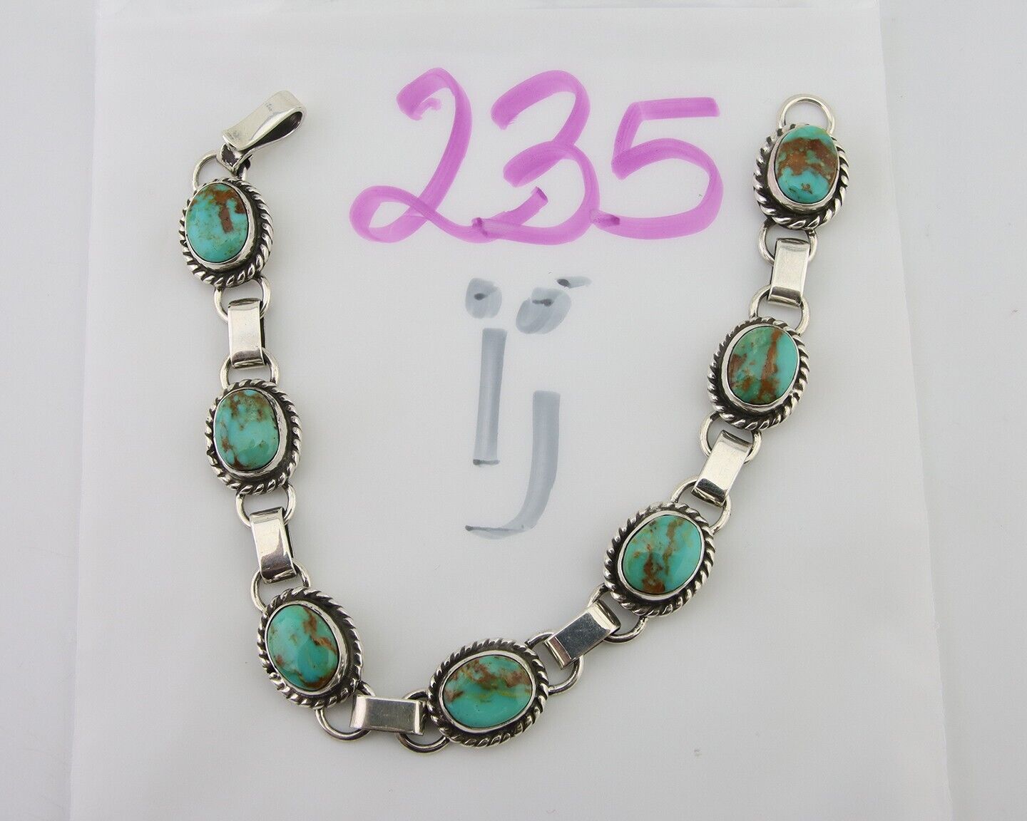 Navajo Bracelet 925 Silver Natural Blue Turquoise Native American Artist C.80's