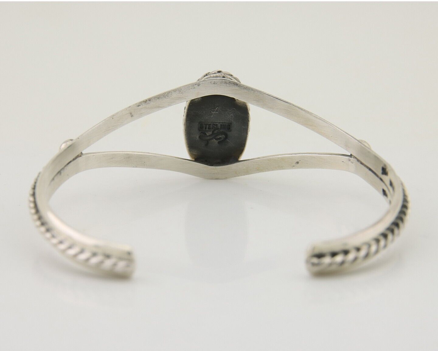 Navajo Bracelet 925 Silver Blue Turquoise Artist Signed Gecko C.80's