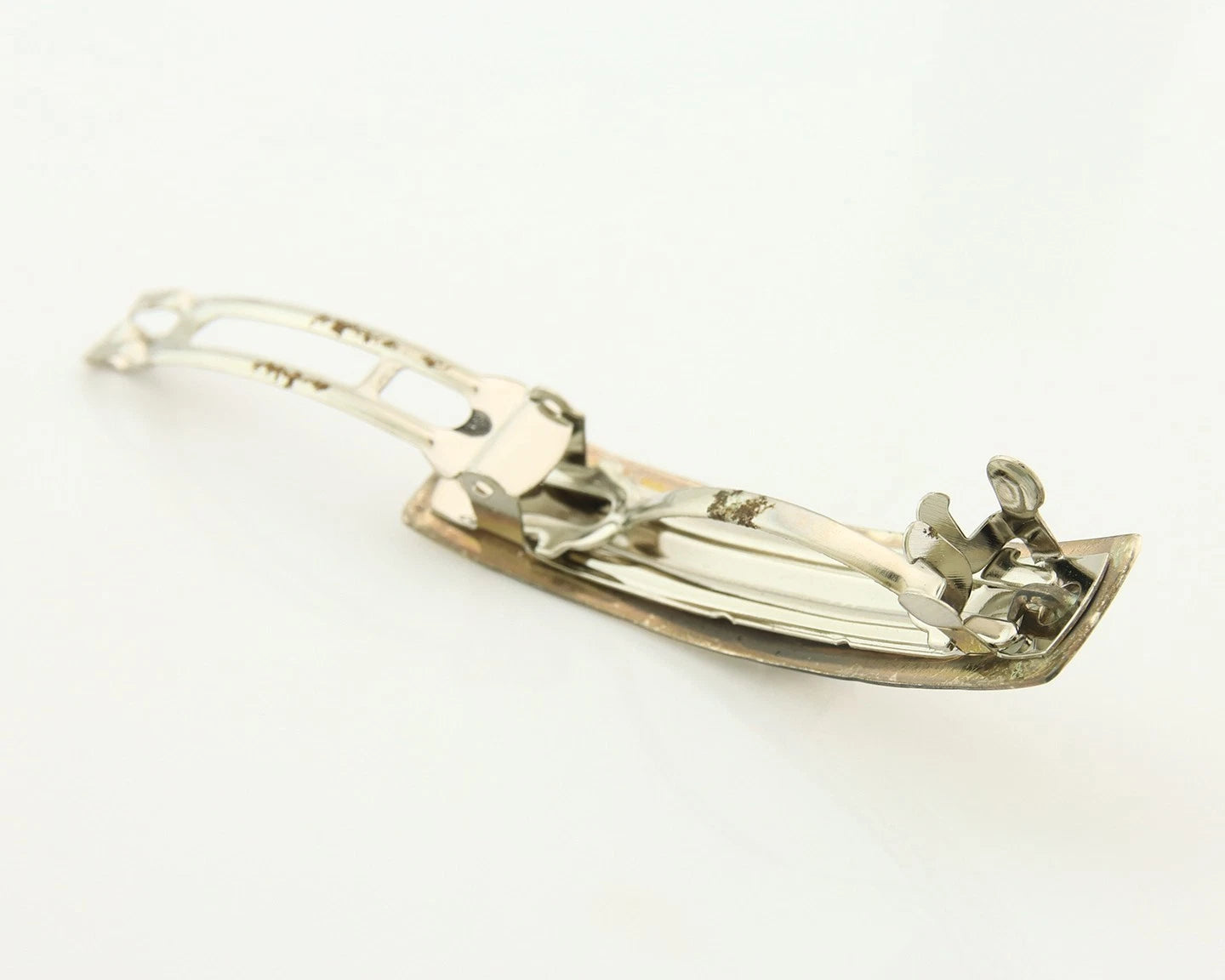 Navajo Barrette Sterling Silver Turquoise Hand Stamped Vintage Native Artist