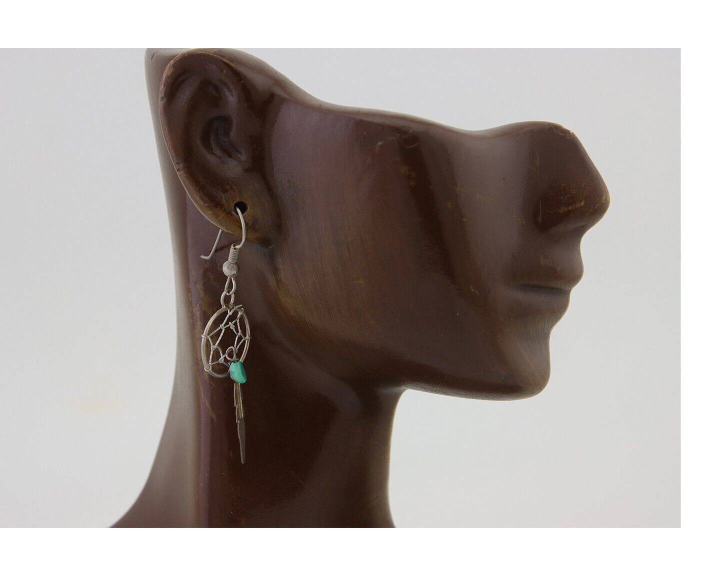 Navajo Dangle Dream Catcher Earrings 925 Silver Blue Turquoise Native Artist C80