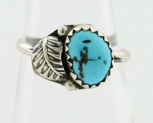 Navajo Ring 925 Silver Sleeping Beauty Turquoise Native American Artist C.80's