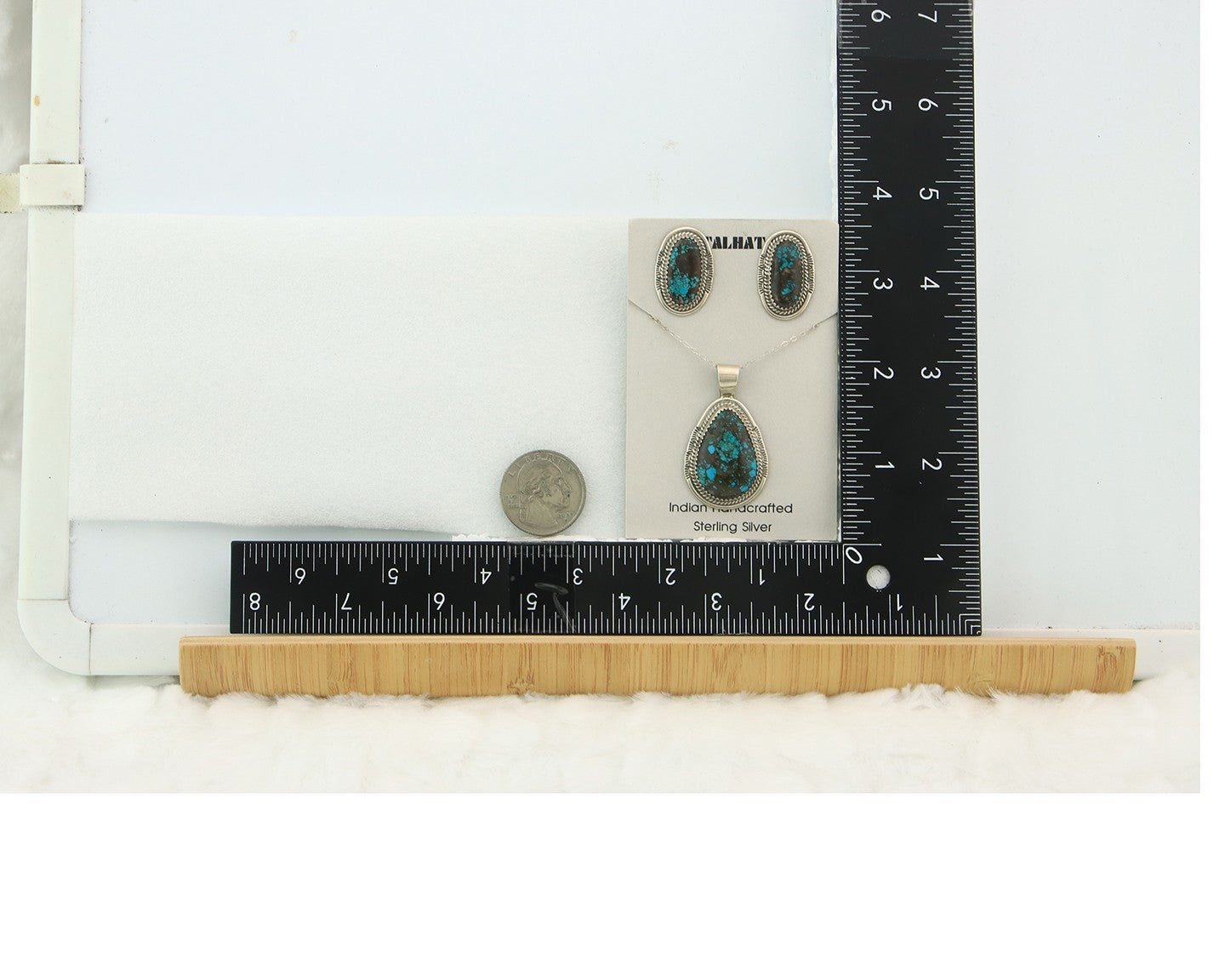 Navajo Necklace Earrings Set Sterling Silver Turquoise Vintage Signed Spencer