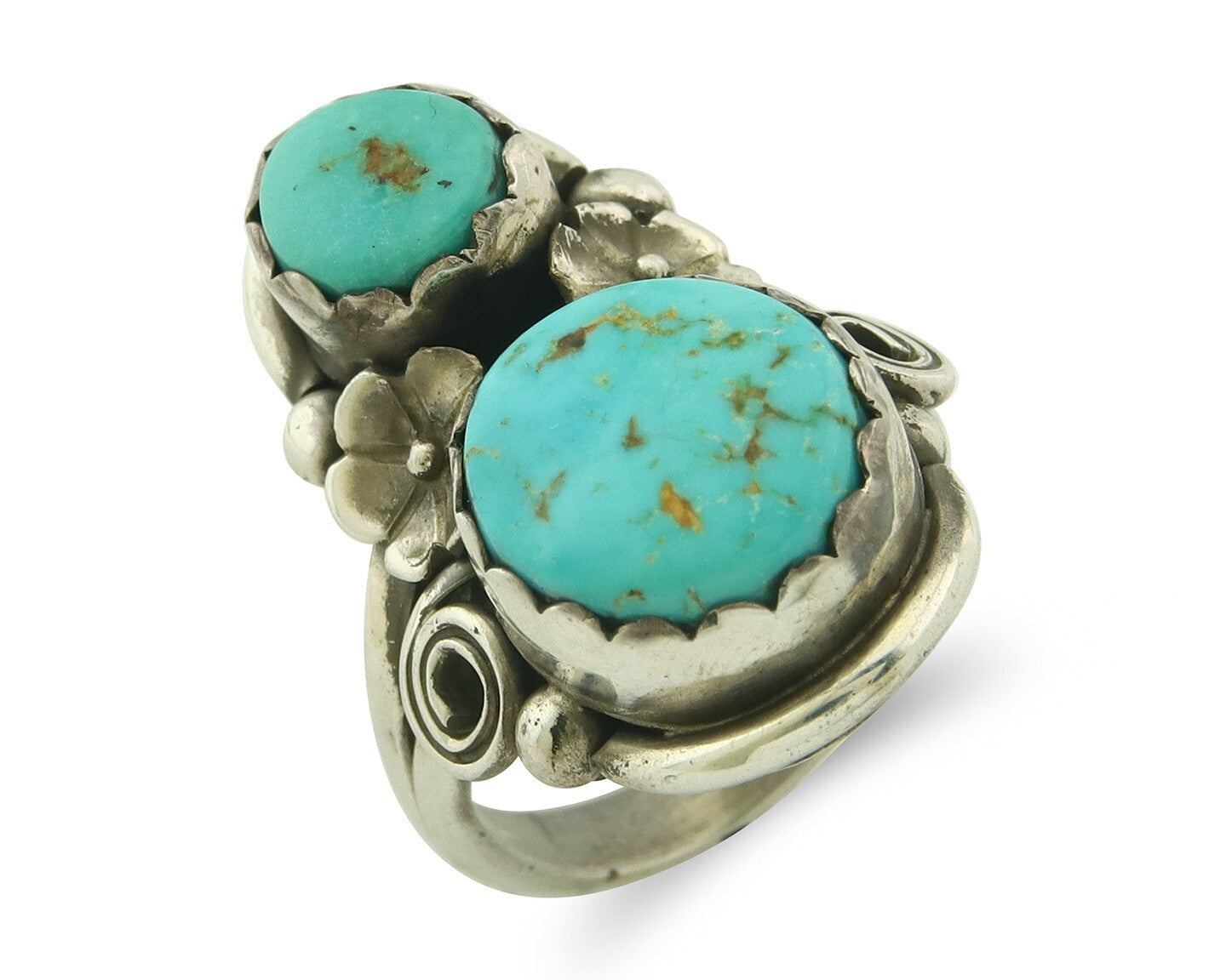 Traditional Navajo Ring 925 Sterling Silver Authentic Turquoise Signed JB Sz 6.0