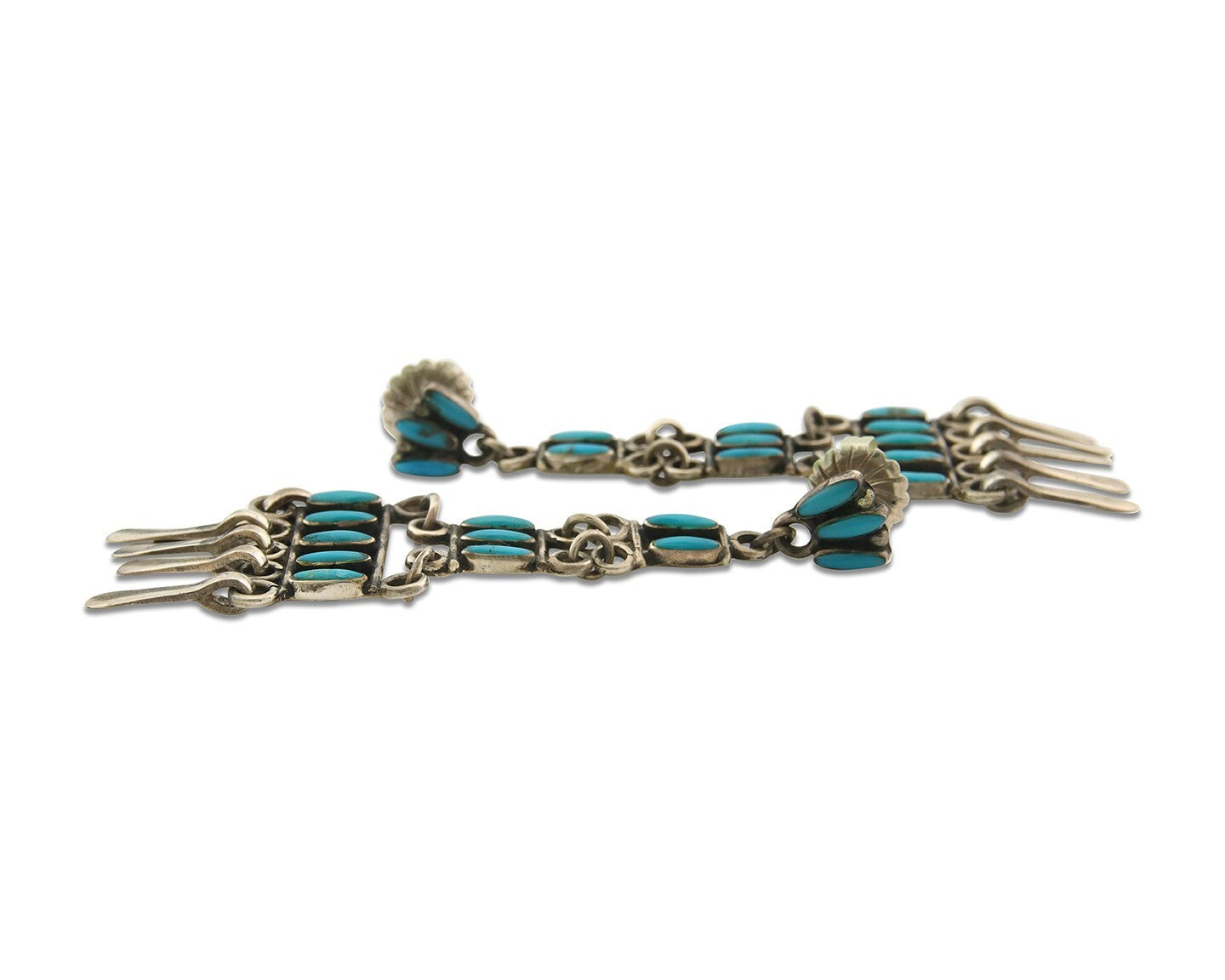 Navajo Handmade Earrings 925 Silver Dangle Turquoise Native American C.80's