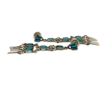 Navajo Handmade Earrings 925 Silver Dangle Turquoise Native American C.80's