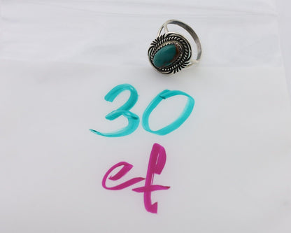 Navajo Handmade Ring 925 Silver Kingman Turquoise Size 5.75 C.80's