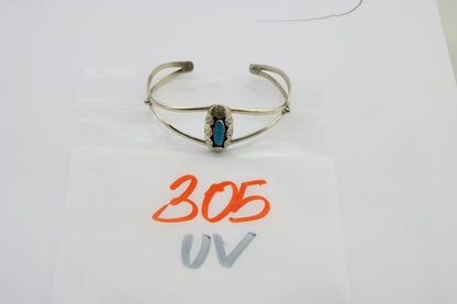 Navajo Cuff Bracelet 925 Silver Turquoise Cuff Artist Signed IJC C.80's