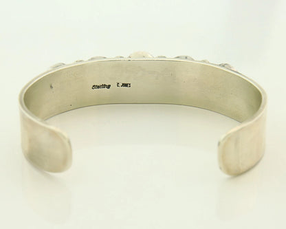Navajo Cuff Bracelet 925 Sterling Silver Turquoise Vintage Signed C Jones