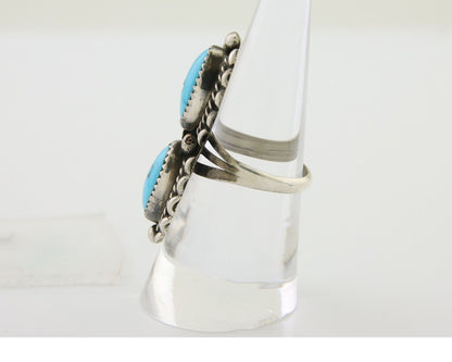 Navajo Ring 925 Silver Natural Blue Turquoise Native Artist Signed SC C.80's