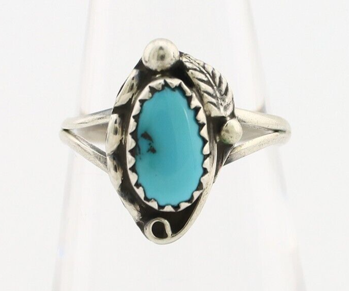 Navajo Ring 925 Silver Sleeping Beauty Turquoise Signed SkyStone Creations C80s